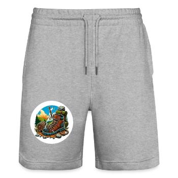 Smoking hiking boot - Stanley/Stella Trainer Unisex Organic Jogging Shorts - heather grey - Front - Nik (191cm) & Marisol (170cm)