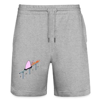 Easy_Cat - Stanley/Stella Unisex Bio Joggingshorts Trainer  - Grau meliert - Vorne - Nik (191cm) & Marisol (170cm)