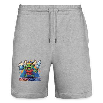 Gobelin Viking Héros amusant - Short de jogging bio TRAINER Stanley/Stella unisexe - gris chiné - Devant - Nik (191cm) & Marisol (170cm)