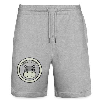 Hippo Love Hippo Logo Badge - Short de jogging bio TRAINER Stanley/Stella unisexe - gris chiné - Devant - Nik (191cm) & Marisol (170cm)