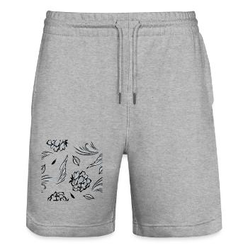 Seamless_pattern_with_roses - Stanley/Stella Trainer Unisex Organic Jogging Shorts - heather grey - Front - Nik (191cm) & Marisol (170cm)