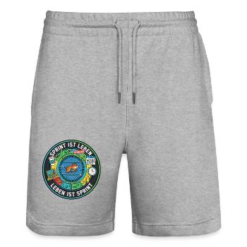 Sprint is life: Agile zombies in the hamster wheel - Stanley/Stella Trainer Unisex Organic Jogging Shorts - heather grey - Front - Nik (191cm) & Marisol (170cm)