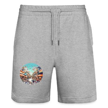 Ballonfest Straßenszene - Stanley/Stella Unisex Bio Joggingshorts Trainer  - Grau meliert - Vorne - Nik (191cm) & Marisol (170cm)