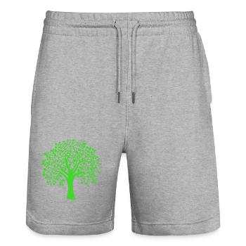 Silhouette à motif d’arbre jumbo vert - Short de jogging bio TRAINER Stanley/Stella unisexe - gris chiné - Devant - Nik (191cm) & Marisol (170cm)