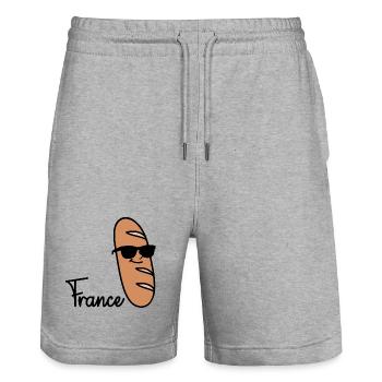 France Baguette - Short de jogging bio TRAINER Stanley/Stella unisexe - gris chiné - Devant - Nik (191cm) & Marisol (170cm)