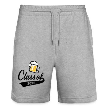 Class Of 2026 (Abschlussklasse / Bier / 3C POS) - Stanley/Stella Unisex Bio Joggingshorts Trainer  - Grau meliert - Vorne - Nik (191cm) & Marisol (170cm)