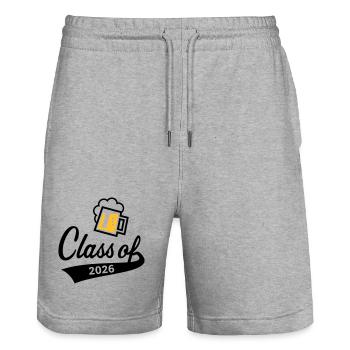 Class Of 2026 (Abschlussklasse / Bier / 2C POS) - Stanley/Stella Unisex Bio Joggingshorts Trainer  - Grau meliert - Vorne - Nik (191cm) & Marisol (170cm)