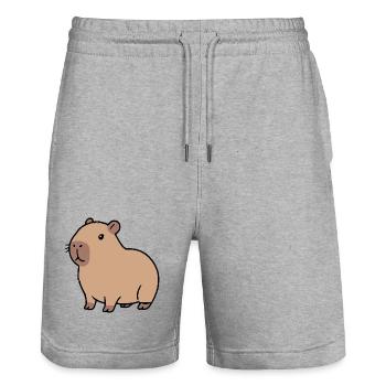 Capybara Wasserschwein - Short de jogging bio TRAINER Stanley/Stella unisexe - gris chiné - Devant - Nik (191cm) & Marisol (170cm)