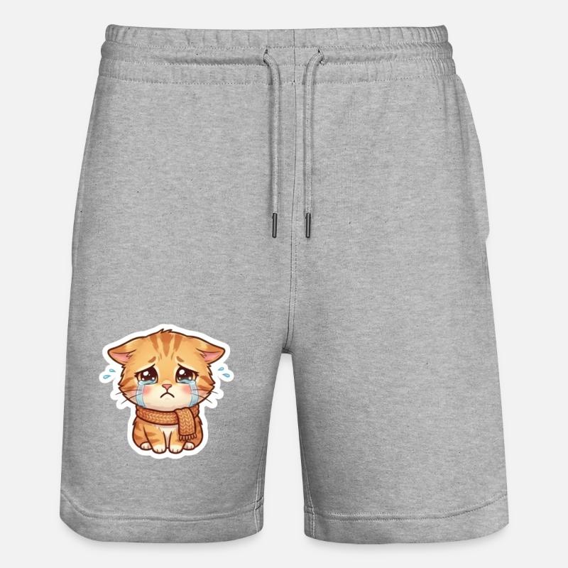 Chaton qui pleure avec une écharpe - Short de jogging bio TRAINER Stanley/Stella unisexe - gris chiné