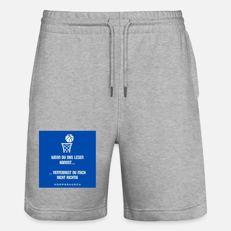 Lesen oder Verteidigen Spruch Hoopsrausch - Stanley/Stella Unisex Bio Joggingshorts Trainer  - Grau meliert