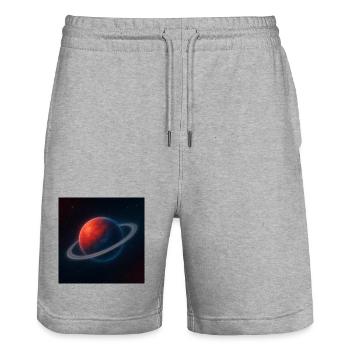 Red PlanetBlue mit Ringen - Stanley/Stella Unisex Bio Joggingshorts Trainer  - Grau meliert - Vorne - Nik (191cm) & Marisol (170cm)