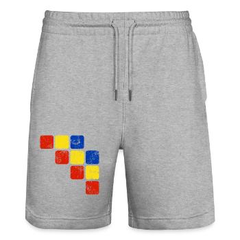 Farben Ornament Muster - Grundfarben - Stanley/Stella Unisex Bio Joggingshorts Trainer  - Grau meliert - Vorne - Nik (191cm) & Marisol (170cm)