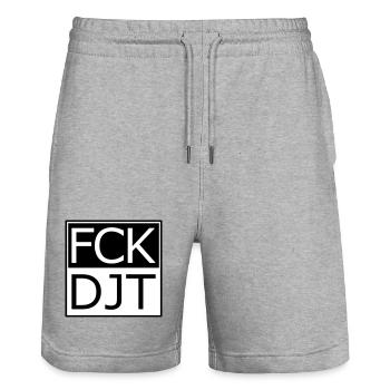 Provocative Block Typography Protest - Stanley/Stella Trainer Unisex Organic Jogging Shorts - heather grey - Front - Nik (191cm) & Marisol (170cm)