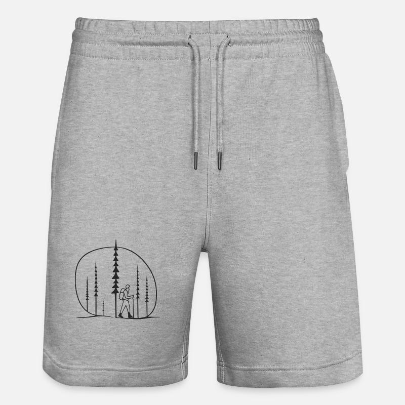 Waldwanderer Silhouette geschenkidee freunde  - Stanley/Stella Unisex Bio Joggingshorts Trainer  - Grau meliert