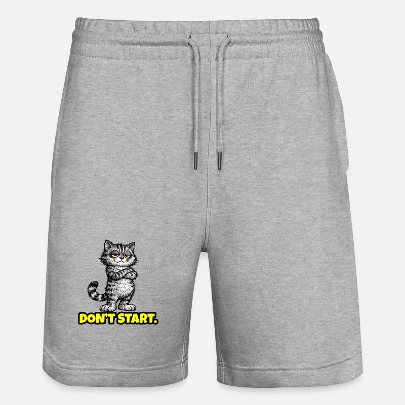 Don’t Start. – Grumpy Katze (Attitude) CAT - Short de jogging bio TRAINER Stanley/Stella unisexe - gris chiné