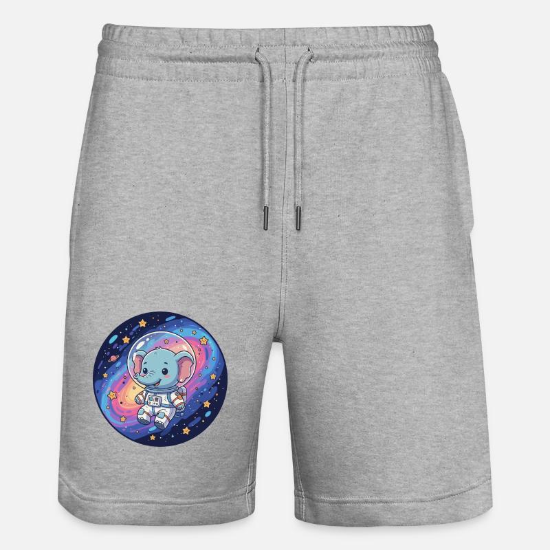 Éléphant spatial dans le casque d’astronaute - Short de jogging bio TRAINER Stanley/Stella unisexe - gris chiné