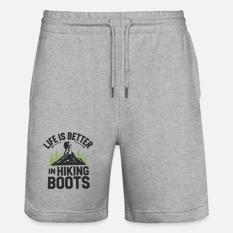Das Leben ist besser in Wanderschuhen - Stanley/Stella Unisex Bio Joggingshorts Trainer  - Grau meliert