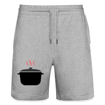 Cuisson à la vapeur dans une casserole - Short de jogging bio TRAINER Stanley/Stella unisexe - gris chiné - Devant - Nik (191cm) & Marisol (170cm)
