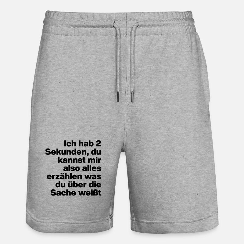 2 SECONDES, T’ES STUPIDE ? SARCASME, COQUIN - Short de jogging bio TRAINER Stanley/Stella unisexe - gris chiné