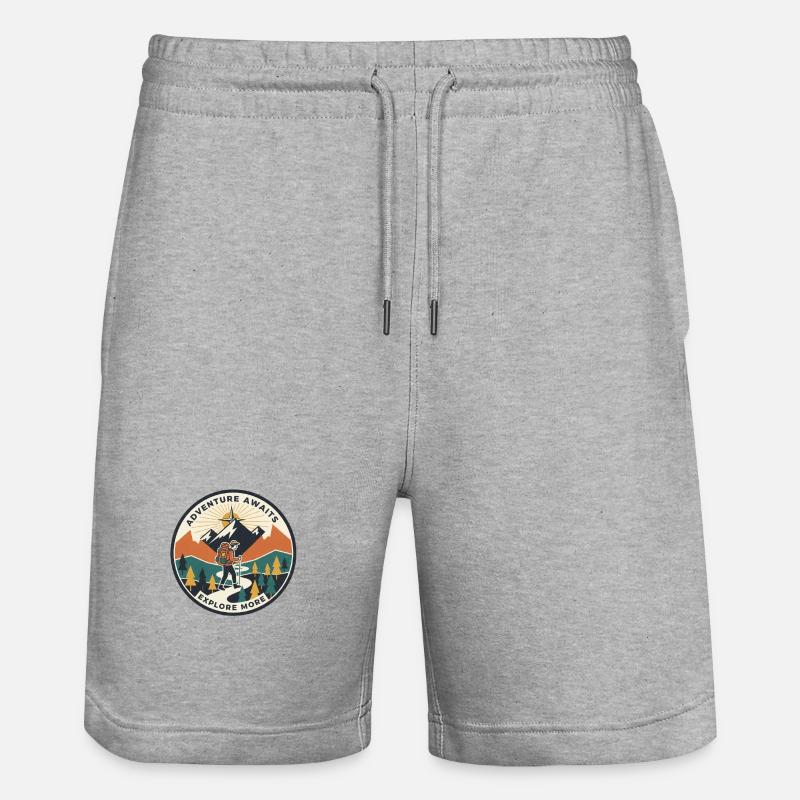 Abenteuerpfad Patch Wanderer - Stanley/Stella Unisex Bio Joggingshorts Trainer  - Grau meliert