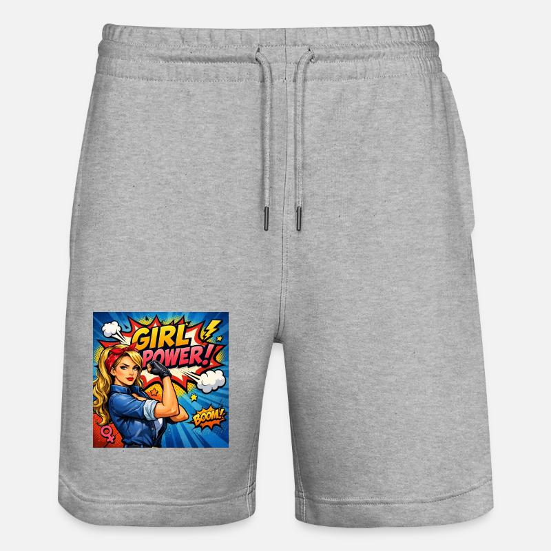 Mädchenkraft Comicheldin - Stanley/Stella Unisex Bio Joggingshorts Trainer  - Grau meliert