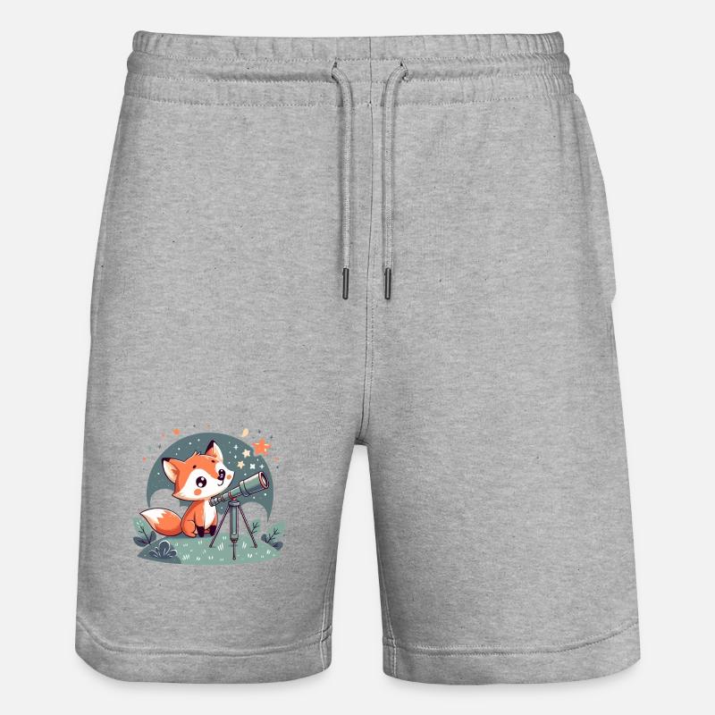 Fuchs am Teleskop unter Sternen - Stanley/Stella Unisex Bio Joggingshorts Trainer - Grau meliert