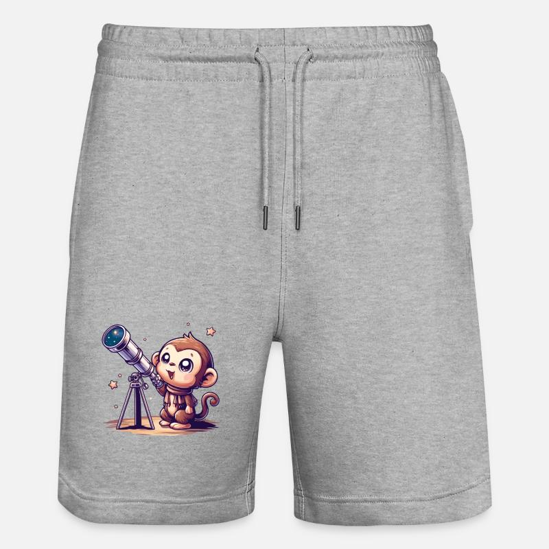 Singe du ciel étoilé avec télescope - Short de jogging bio TRAINER Stanley/Stella unisexe - gris chiné
