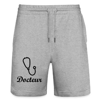 Docteur stéthoscope professionnel santé - Short de jogging bio TRAINER Stanley/Stella unisexe - gris chiné - Devant - Nik (191cm) & Marisol (170cm)