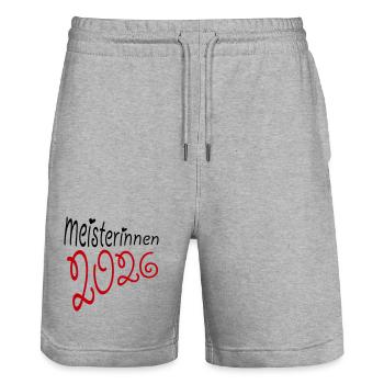 Meisterin 2026 Meisterinnen - Stanley/Stella Unisex Bio Joggingshorts Trainer  - Grau meliert - Vorne - Nik (191cm) & Marisol (170cm)