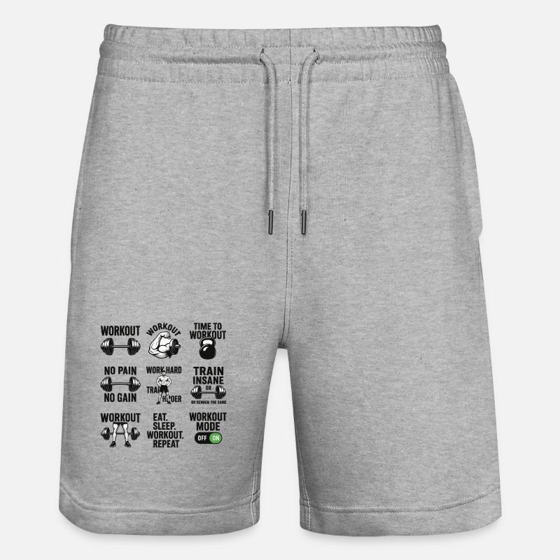 Power Gym Black Patterns Workout - Stanley/Stella Unisex Bio Joggingshorts Trainer  - Grau meliert