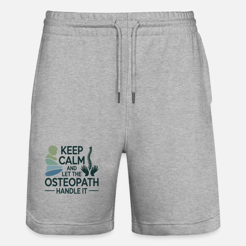 Osteopath Keep Calm Handle It Professional  - Stanley/Stella Trainer Unisex Organic Jogging Shorts - heather grey