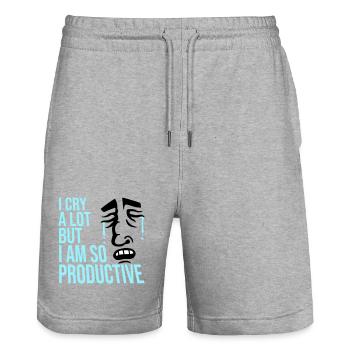 I Cry A Lot But I Am So Productive Lustig Emotion - Stanley/Stella Unisex Bio Joggingshorts Trainer  - Grau meliert - Vorne - Nik (191cm) & Marisol (170cm)
