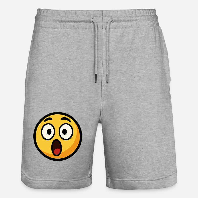 Visage prononcé par une émoticône effrayée - Short de jogging bio TRAINER Stanley/Stella unisexe - gris chiné