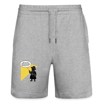 Bonjour tante - tu décroches ? Ton frère est drôle, agaçant - Short de jogging bio TRAINER Stanley/Stella unisexe - gris chiné - Devant - Nik (191cm) & Marisol (170cm)