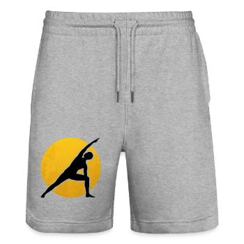 Yoga Utthita Parsvakonasana Silhouette Sun - Stanley/Stella Trainer Unisex Organic Jogging Shorts - heather grey - Front - Nik (191cm) & Marisol (170cm)