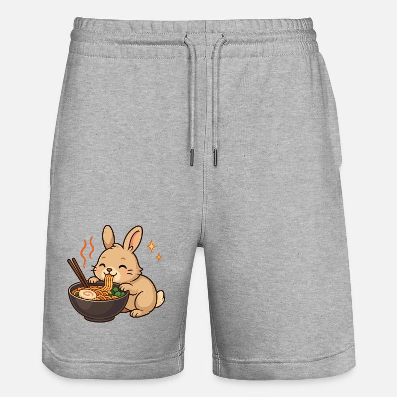 Lapin aux nouilles, ramen, kawaii lapin - Short de jogging bio TRAINER Stanley/Stella unisexe - gris chiné