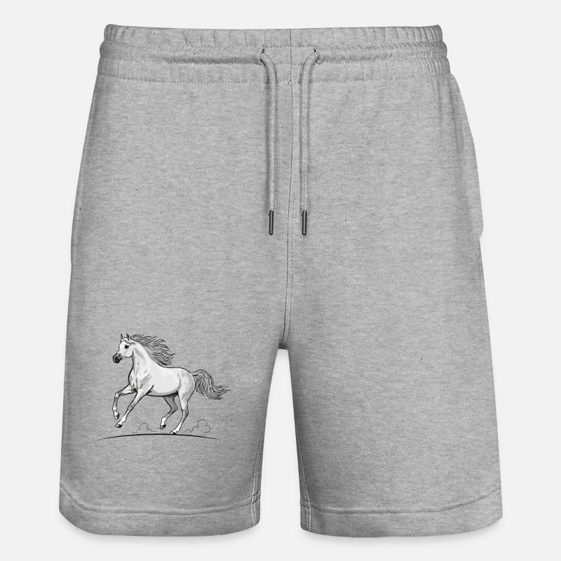 Cheval Blanc Pur-Sang Trot Élégance Équestre - Short de jogging bio TRAINER Stanley/Stella unisexe - gris chiné