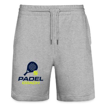 Design du maillot du Padel Coach Sports Club - Short de jogging bio TRAINER Stanley/Stella unisexe - gris chiné - Devant - Nik (191cm) & Marisol (170cm)