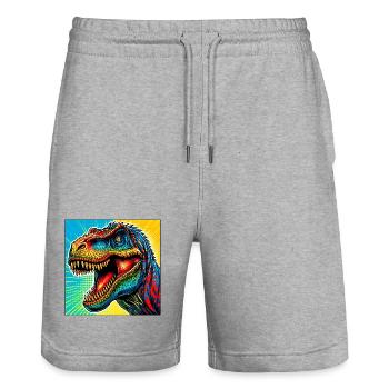 dinosaure - Short de jogging bio TRAINER Stanley/Stella unisexe - gris chiné - Devant - Nik (191cm) & Marisol (170cm)