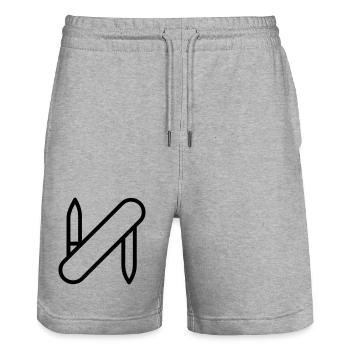 Swiss Army knife - Stanley/Stella Trainer Unisex Organic Jogging Shorts - heather grey - Front - Nik (191cm) & Marisol (170cm)