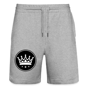 Crown Symbol - Stanley/Stella Trainer Unisex Organic Jogging Shorts - heather grey - Front - Nik (191cm) & Marisol (170cm)