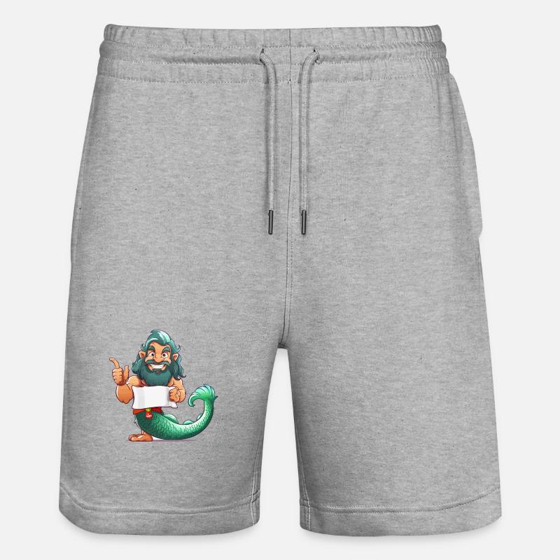 Meerheld mit Bart und Flosse - Stanley/Stella Unisex Bio Joggingshorts Trainer  - Grau meliert