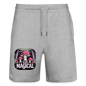 Bleib magisch im Pilzwald - Stanley/Stella Unisex Bio Joggingshorts Trainer  - Grau meliert - Vorne - Nik (191cm) & Marisol (170cm)