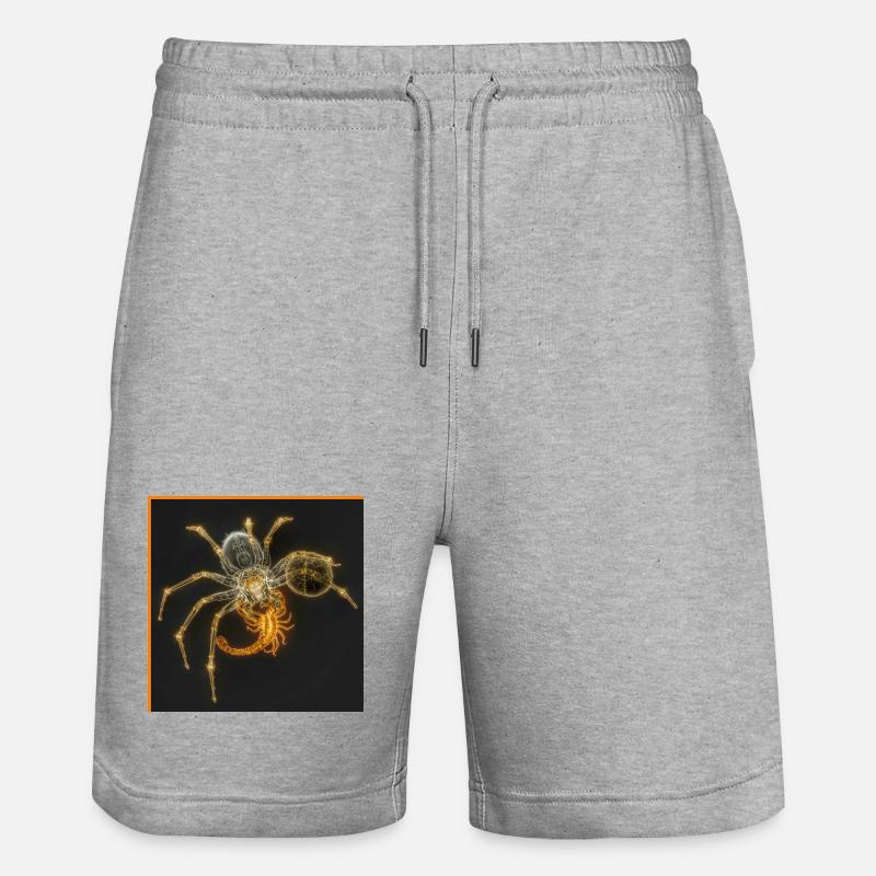 Neon-Spinne mit funky Tails - Stanley/Stella Unisex Bio Joggingshorts Trainer  - Grau meliert