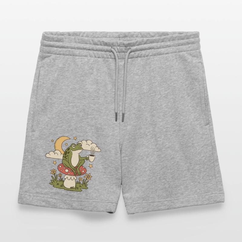 A frog with a cup sits on a toadstool Stanley/Stella Trainer Unisex Organic Jogging Shorts