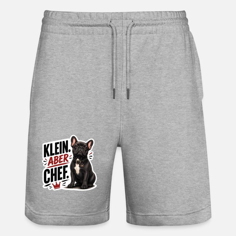 Frenchie – Klein aber Chef Bully - Stanley/Stella Unisex Bio Joggingshorts Trainer - Grau meliert