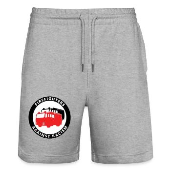 Firefighters Against Racism Symbol - Stanley/Stella Unisex Bio Joggingshorts Trainer  - Grau meliert - Vorne - Nik (191cm) & Marisol (170cm)