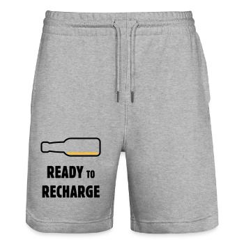 Ready To Recharge (Bier / Bierchen / POS 2C) - Stanley/Stella Unisex Bio Joggingshorts Trainer  - Grau meliert - Vorne - Nik (191cm) & Marisol (170cm)