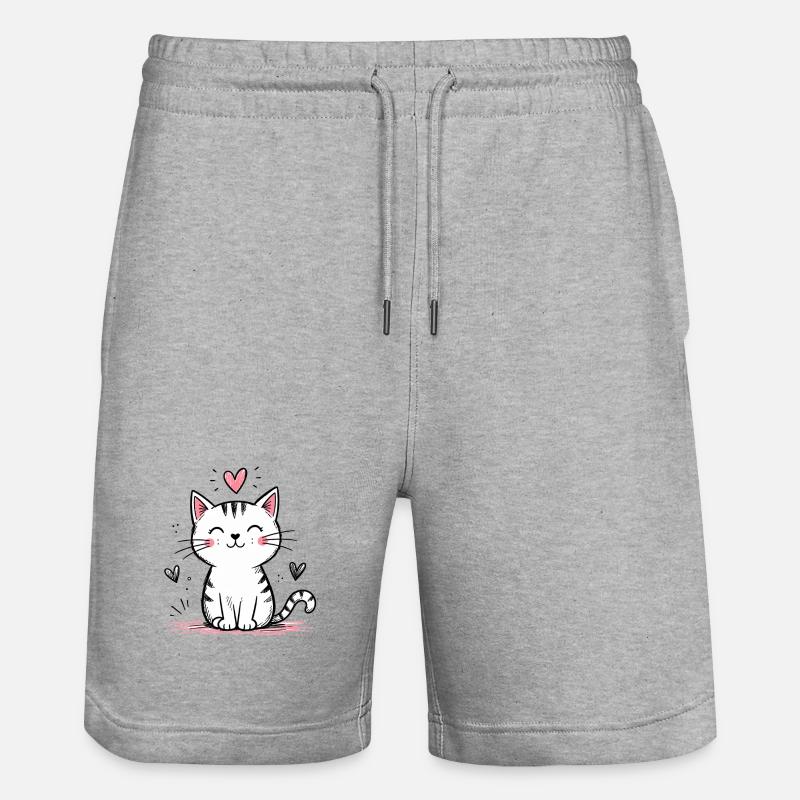 Chat Gribouillis Mignon - Short de jogging bio TRAINER Stanley/Stella unisexe - gris chiné