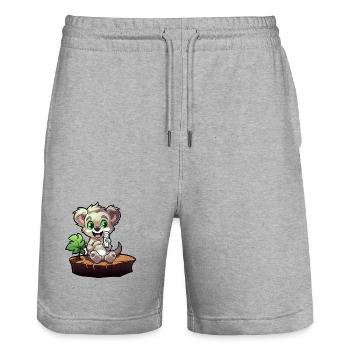Kleiner Koala am Baumstumpf - Stanley/Stella Unisex Bio Joggingshorts Trainer  - Grau meliert - Vorne - Nik (191cm) & Marisol (170cm)